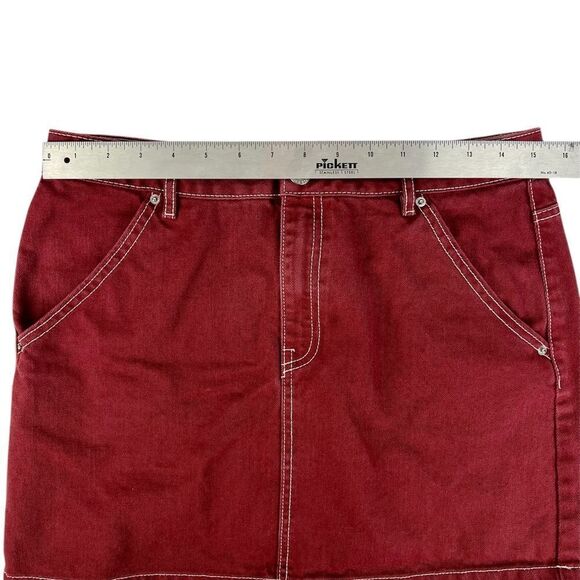 H&M Divided Rust Red Denim Jean Mini Skirt Size 8 - Picture 4 of 5